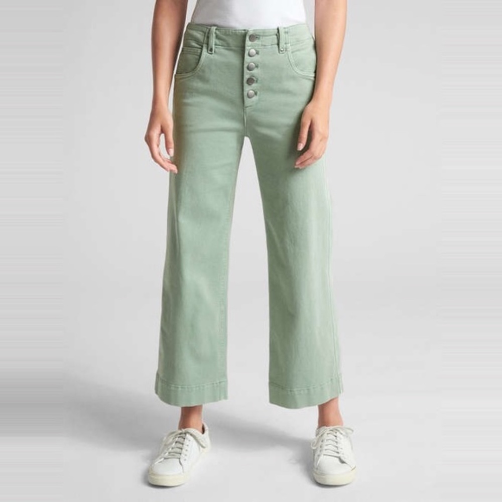 NWT GAP High Rise Wide Leg Button Up Cropped Pant | 8